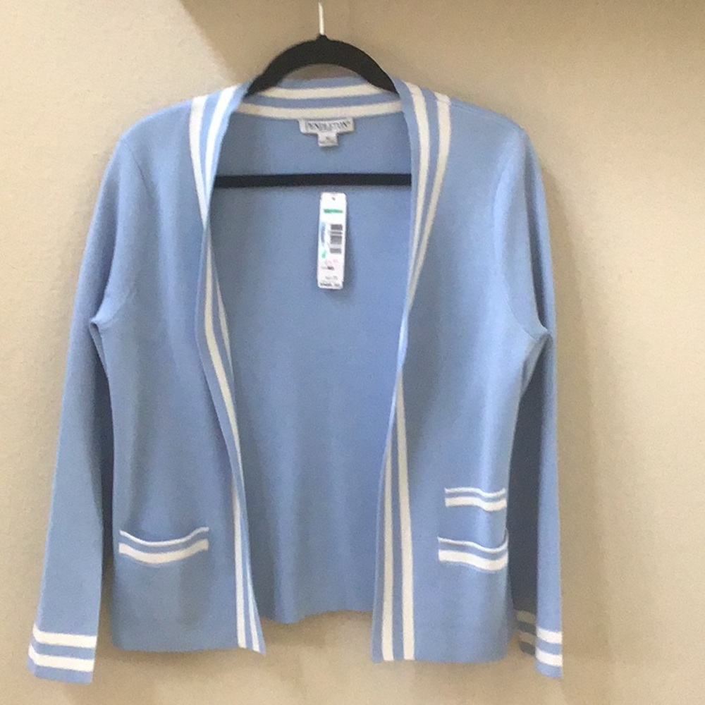 Light Blue and white striped cardigan